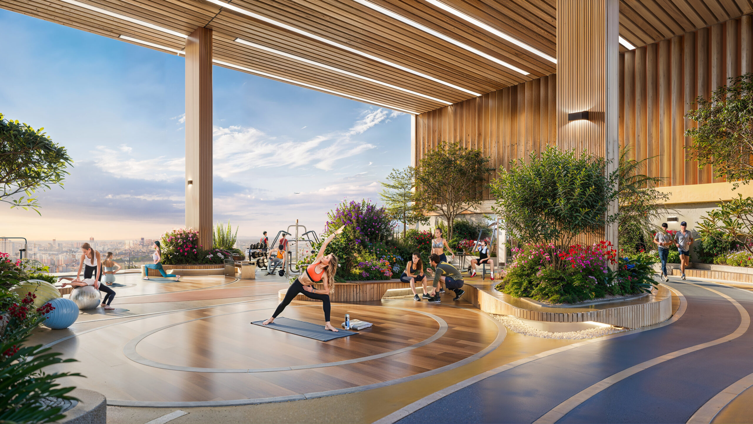 Tiện ích vườn thiền, yoga đặt tại Long Môn tầng 7 của Fiato Airport City