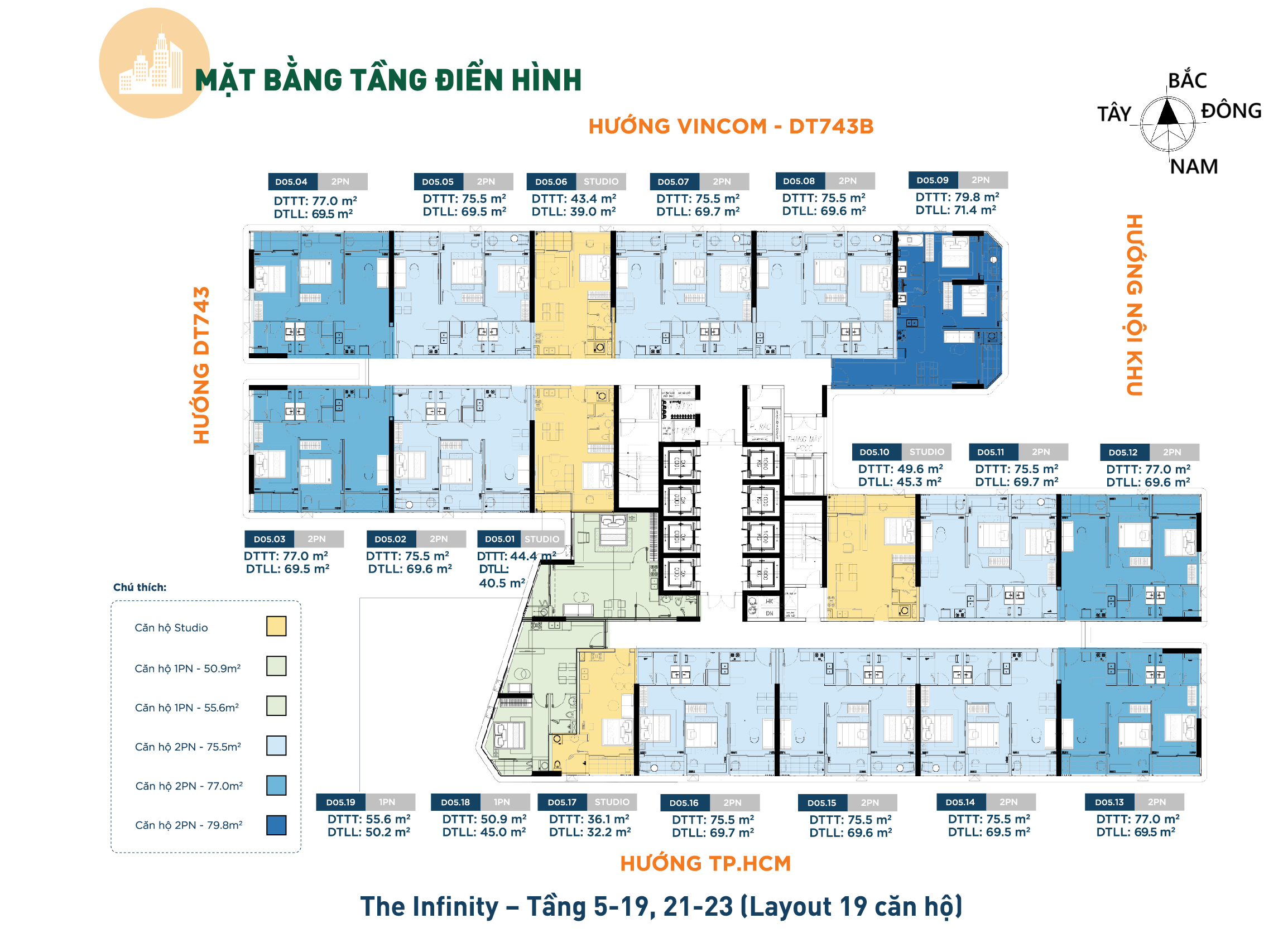 Mặt bằng tầng 5 - 19 21 - 23 - The Infinity Di An