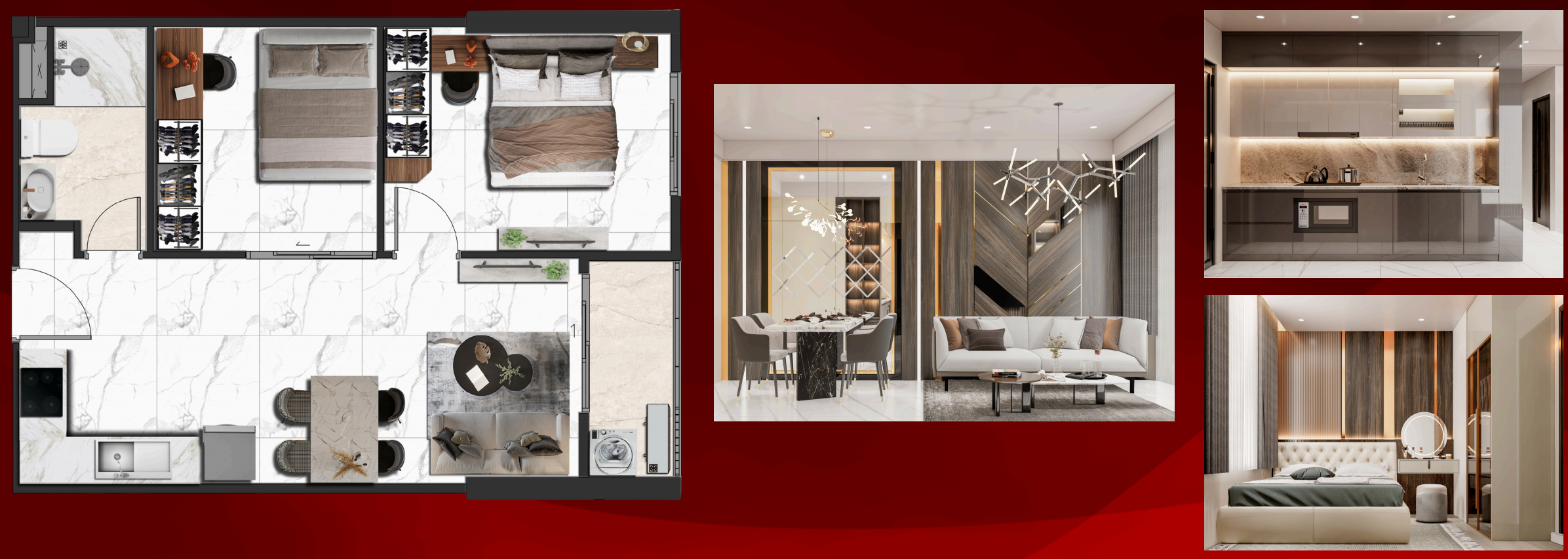 Layout mẫu căn hộ 2 phòng ngủ 1wc của Saint Mary Light