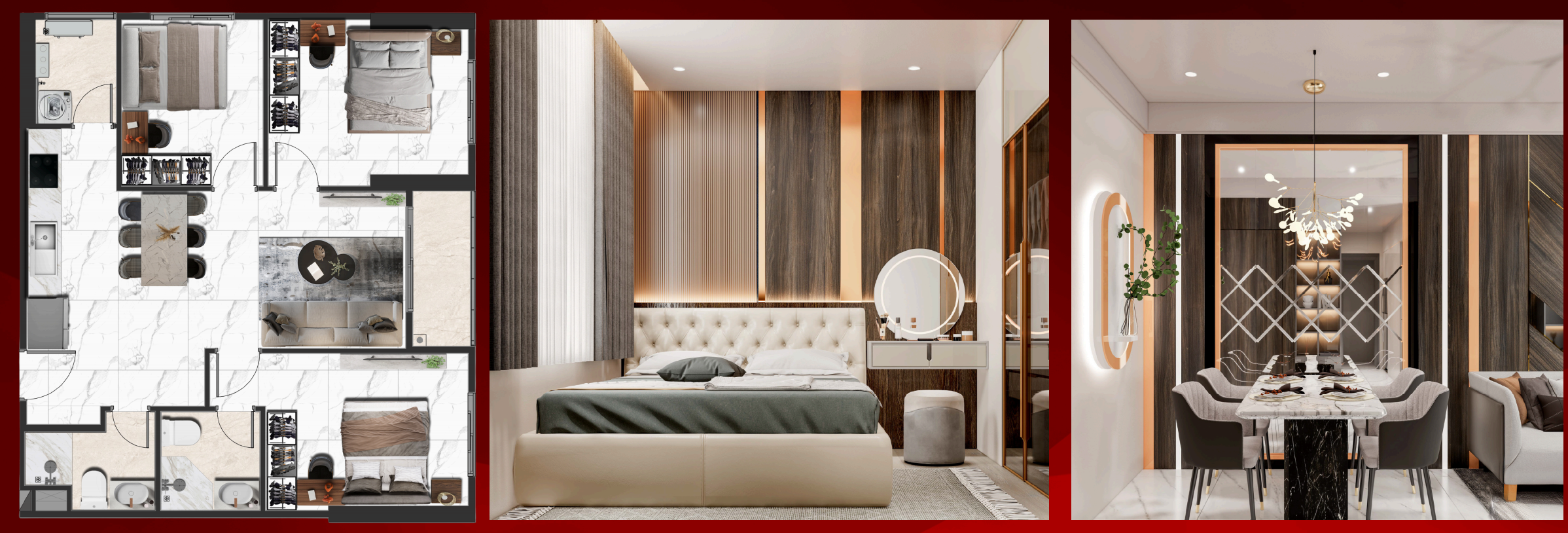 Layout mẫu căn hộ 3 phòng ngủ 2wc của Saint Mary Light